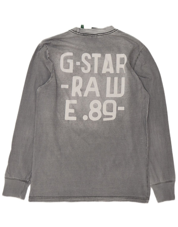 Top grafico da uomo G-Star a maniche lunghe in cotone grigio piccolo