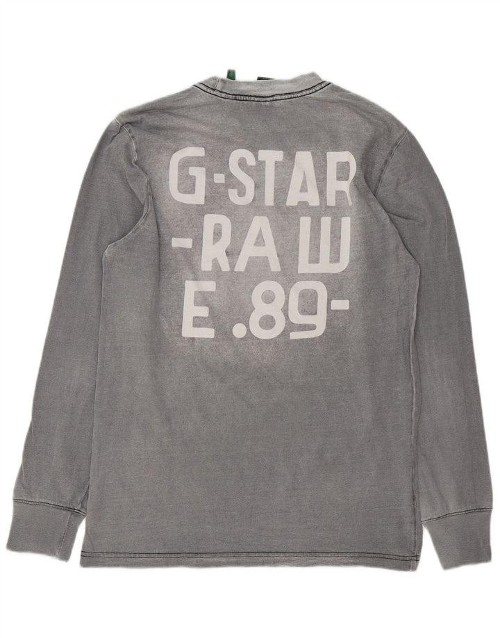 Top grafico da uomo G-Star a maniche lunghe in cotone grigio piccolo