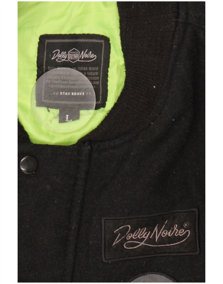 Dolly Noire Bomber grafico da uomo UK 40 Large Black Wool