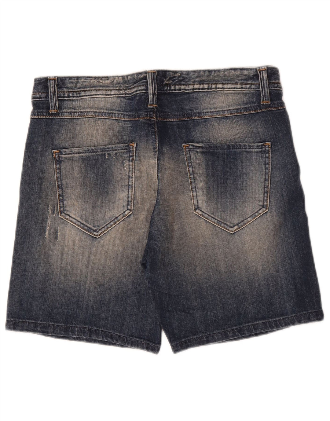 Pantaloncini di jeans invecchiati Benetton da donna IT 40 piccoli W30 cotone blu
