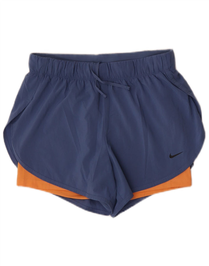 Pantaloncini sportivi Nike da donna Dri Fit UK 12 poliestere color block blu medio