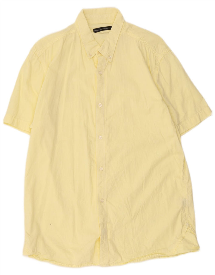 Camicia a maniche corte da uomo French Connection grande in cotone giallo