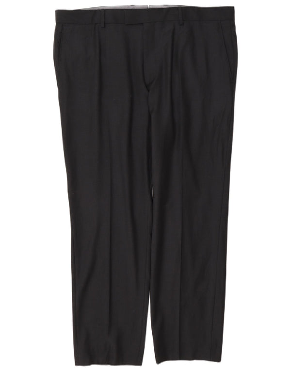 Pantaloni da abito dritti da uomo Hugo Boss IT 56 3XL W40 L30 Lana blu navy