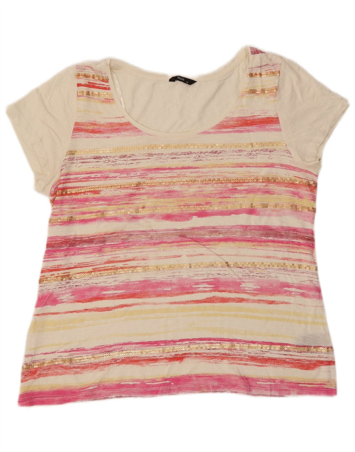 T-shirt da donna M&Co Top UK 14 cotone a righe bianche medie
