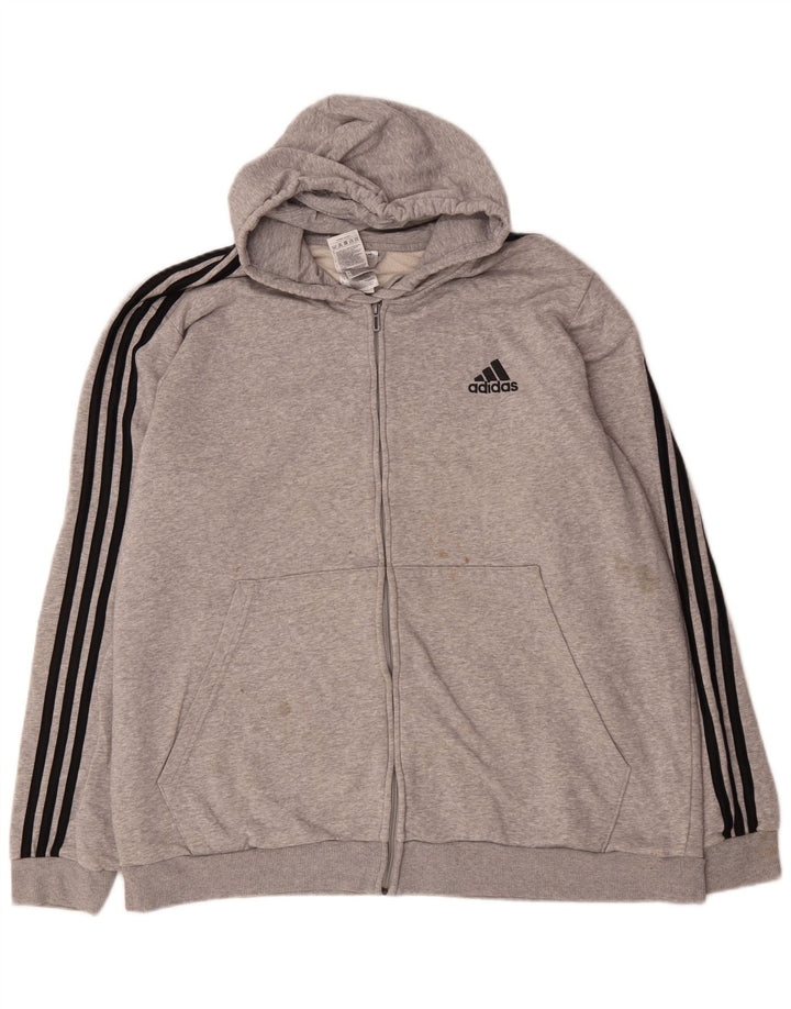 Maglione con cappuccio e zip da uomo Adidas 2XL Grigio