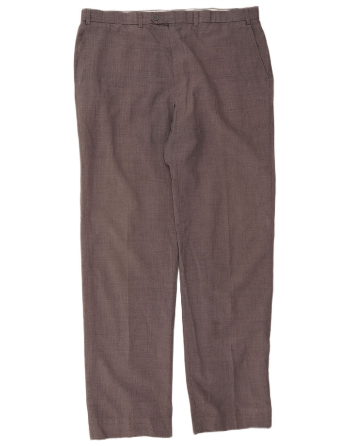 Pantaloni da abito dritti da uomo Marks & Spencer W40 L35 poliestere grigio