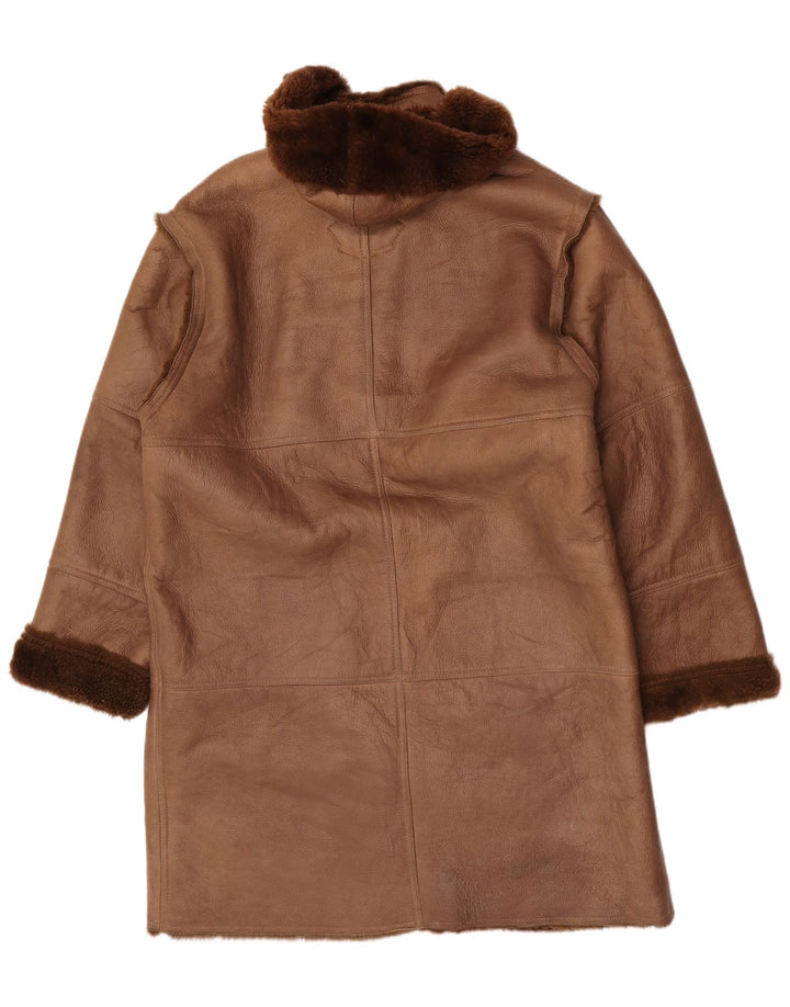 Cappotto in shearling con cappuccio da uomo Coveri EU 54 2XL in pelle marrone