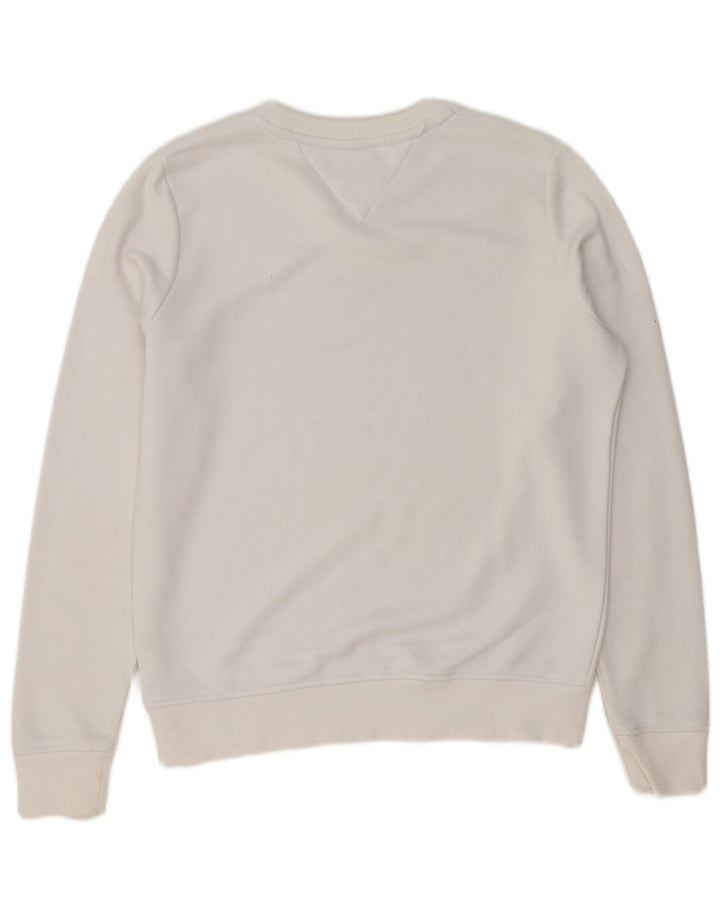 TOMMY HILFIGER Womens Graphic Oversized Sweatshirt Jumper UK 6 XS White
