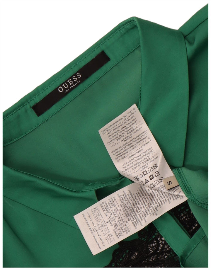Guess Camicia a maniche corte da donna Camicetta UK 10 Small Verde Poliestere