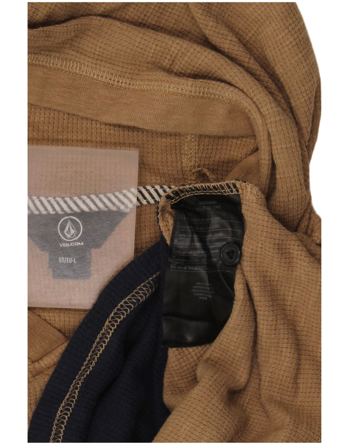Felpa con cappuccio da uomo Volcom grande in cotone color block beige