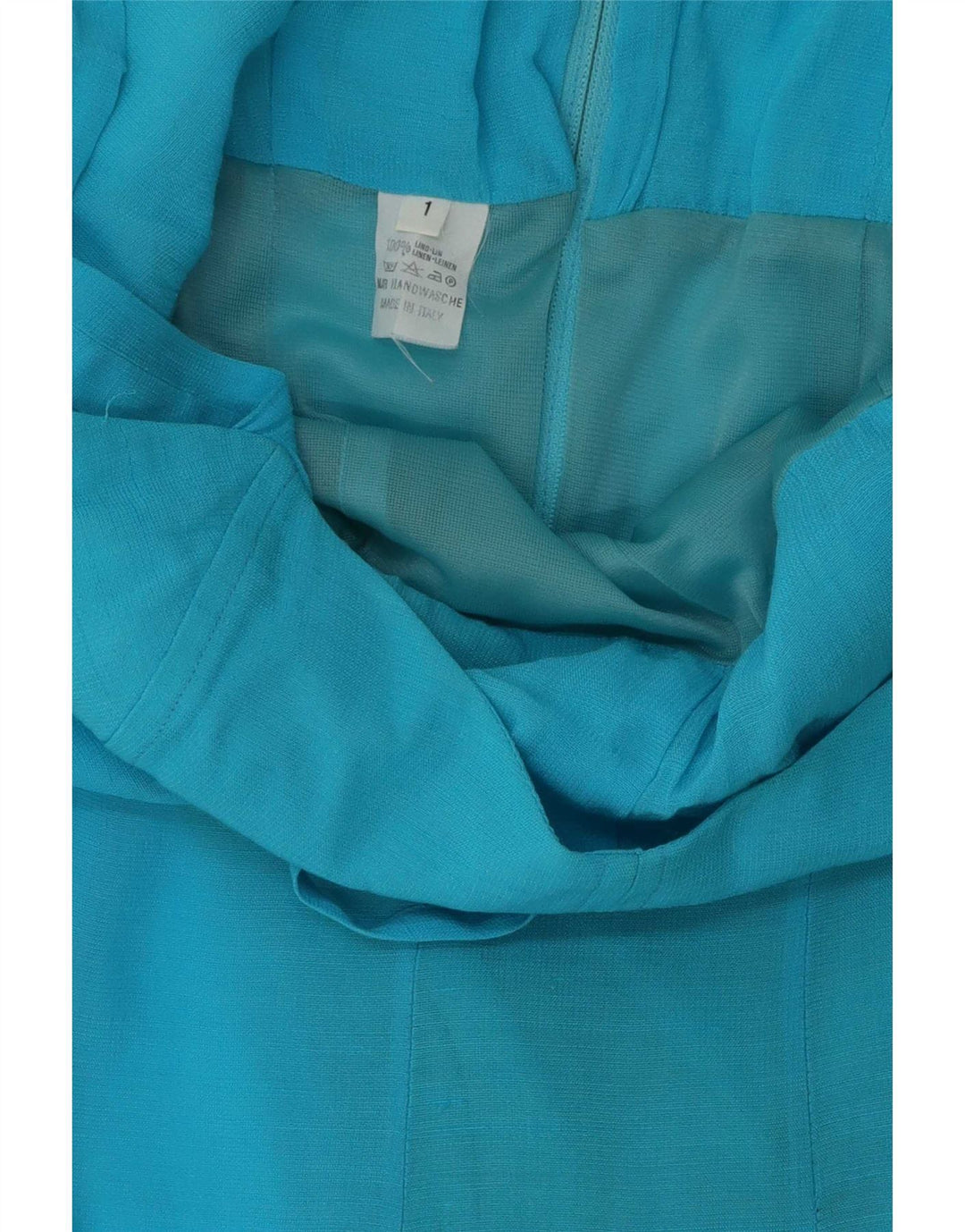 Tuta senza maniche vintage da donna UK 12 Lino blu medio