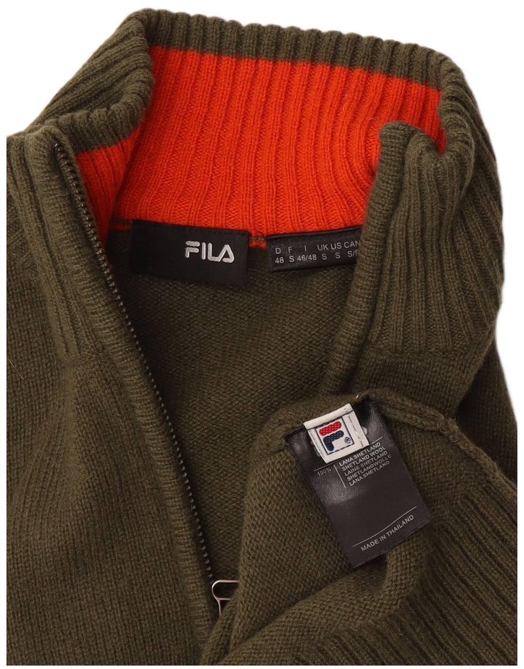 Maglione Fila da uomo con zip e collo piccolo in lana kaki