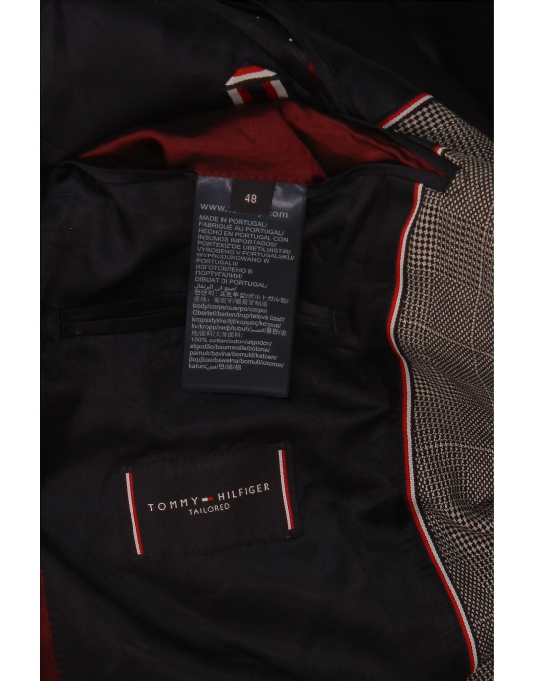 Giacca blazer a 2 bottoni sartoriale da uomo Tommy Hilfiger IT 48 a quadri grigio medio
