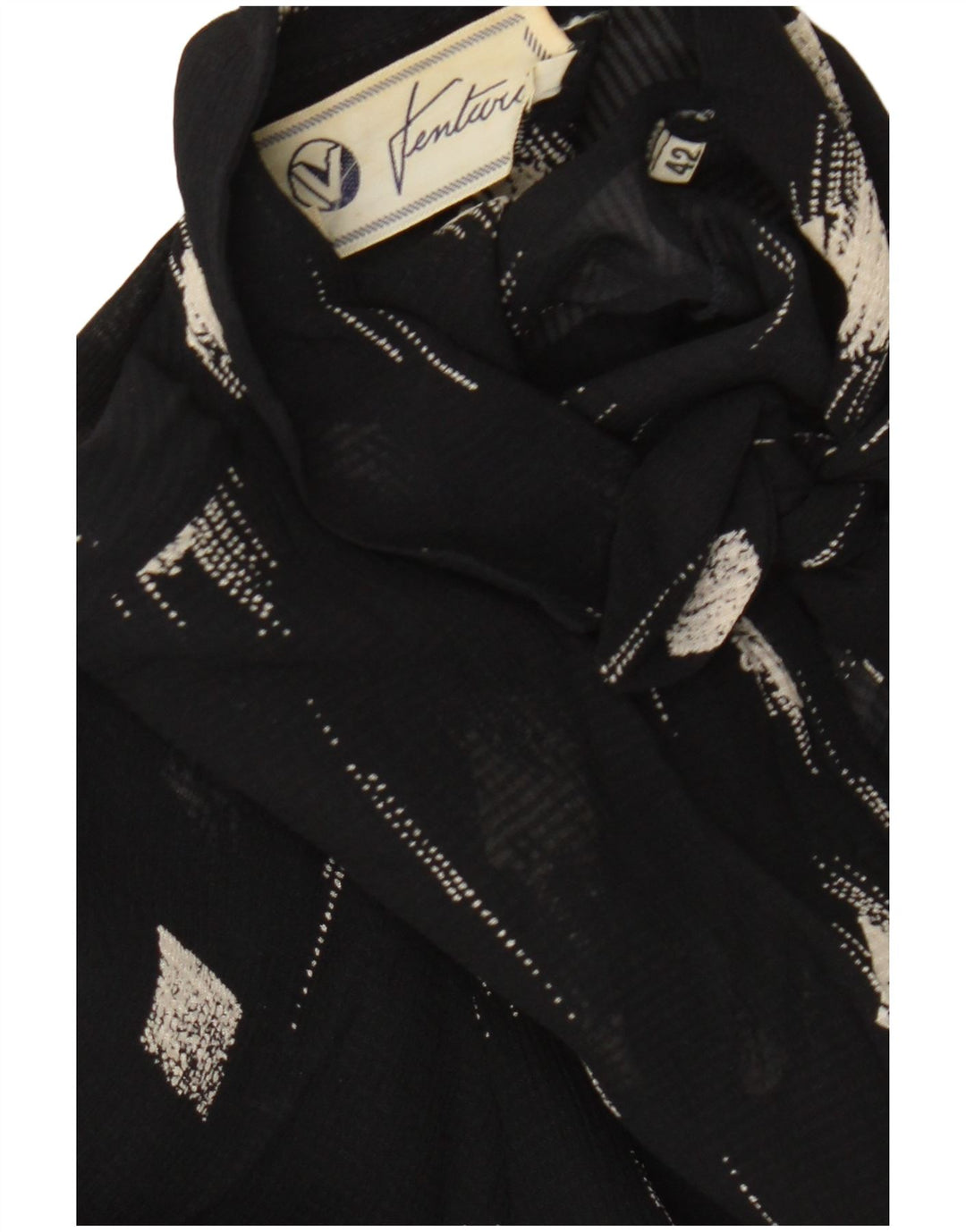 Abito lungo da donna vintage trasparente IT 42 medio nero geometrico