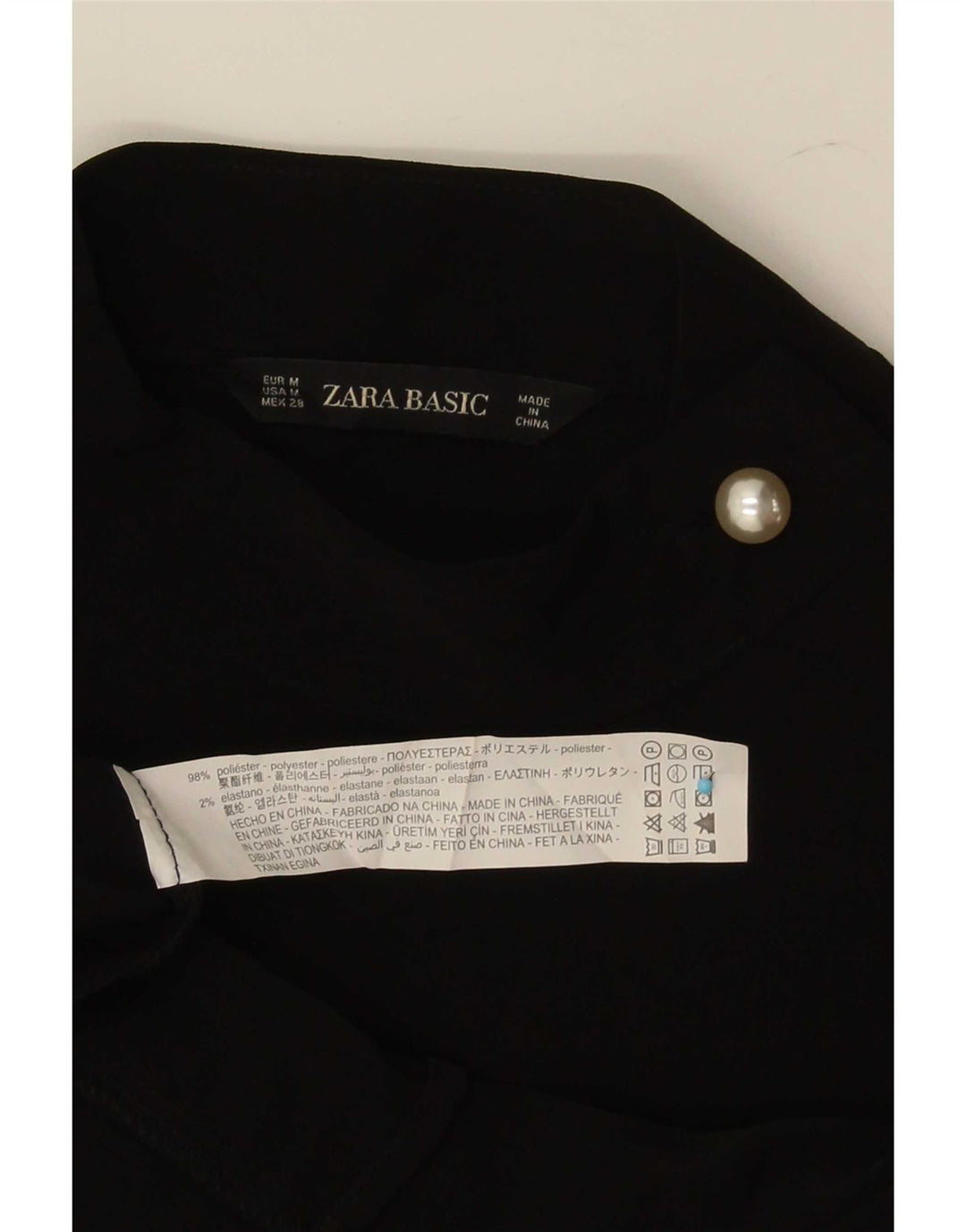 Top Zara a maniche lunghe da donna, taglia UK 14, poliestere nero medio