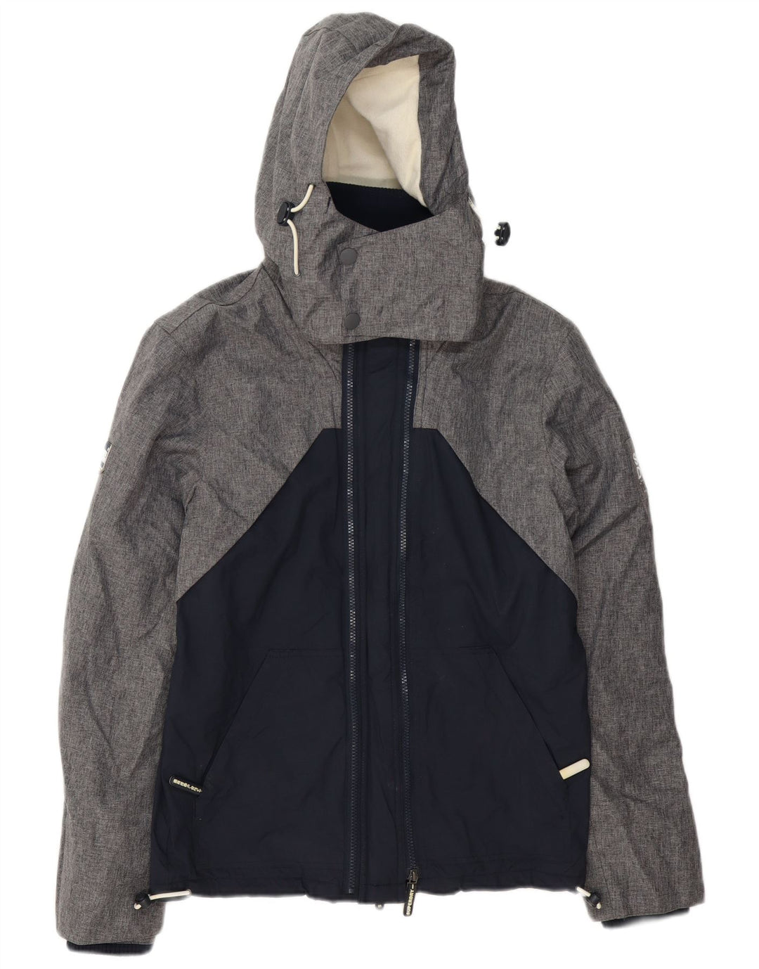 Giacca a vento con cappuccio da uomo Superdry UK 36 Small Grey Colourblock