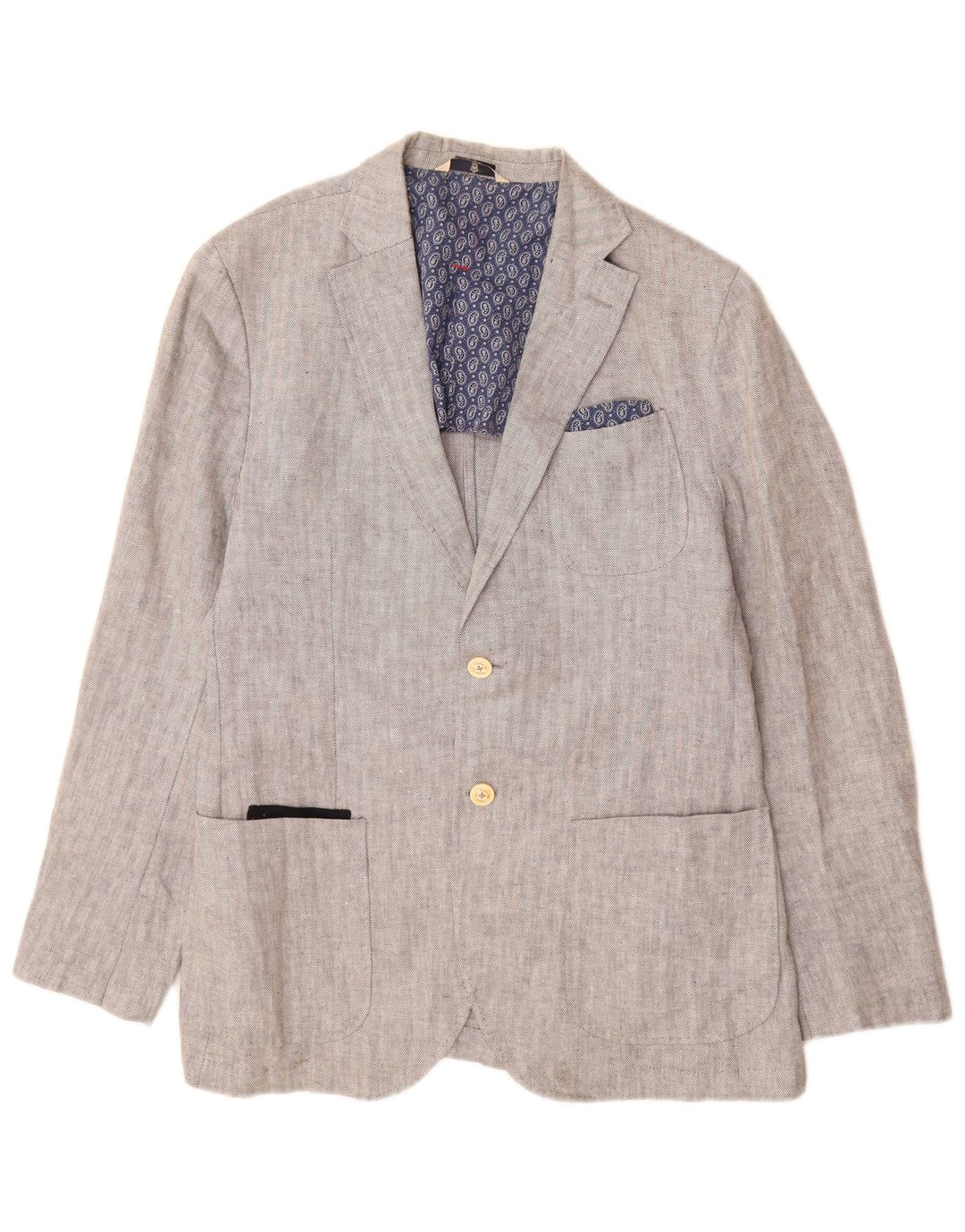 Giacca blazer da uomo a 2 bottoni Massimo Dutti EU 52 Large Grey Herringbone