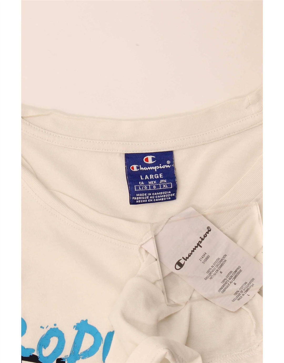 T-shirt grafica da uomo Champion Top grande in cotone bianco