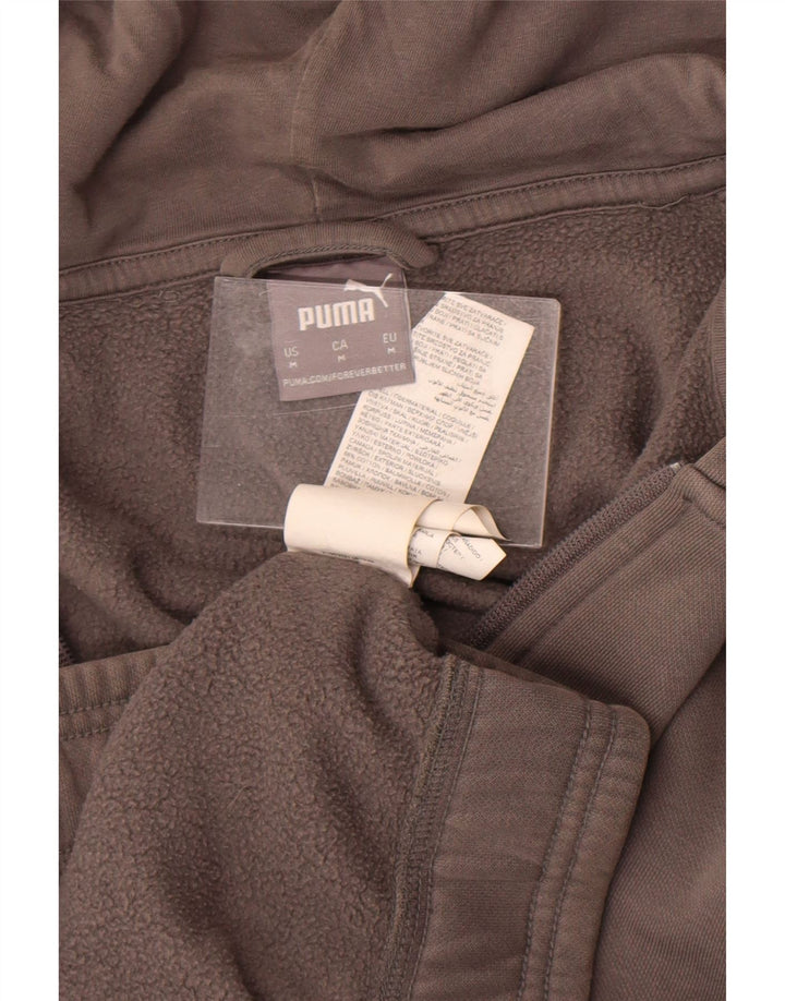 Felpa con cappuccio e zip da uomo Puma in cotone color block grigio medio