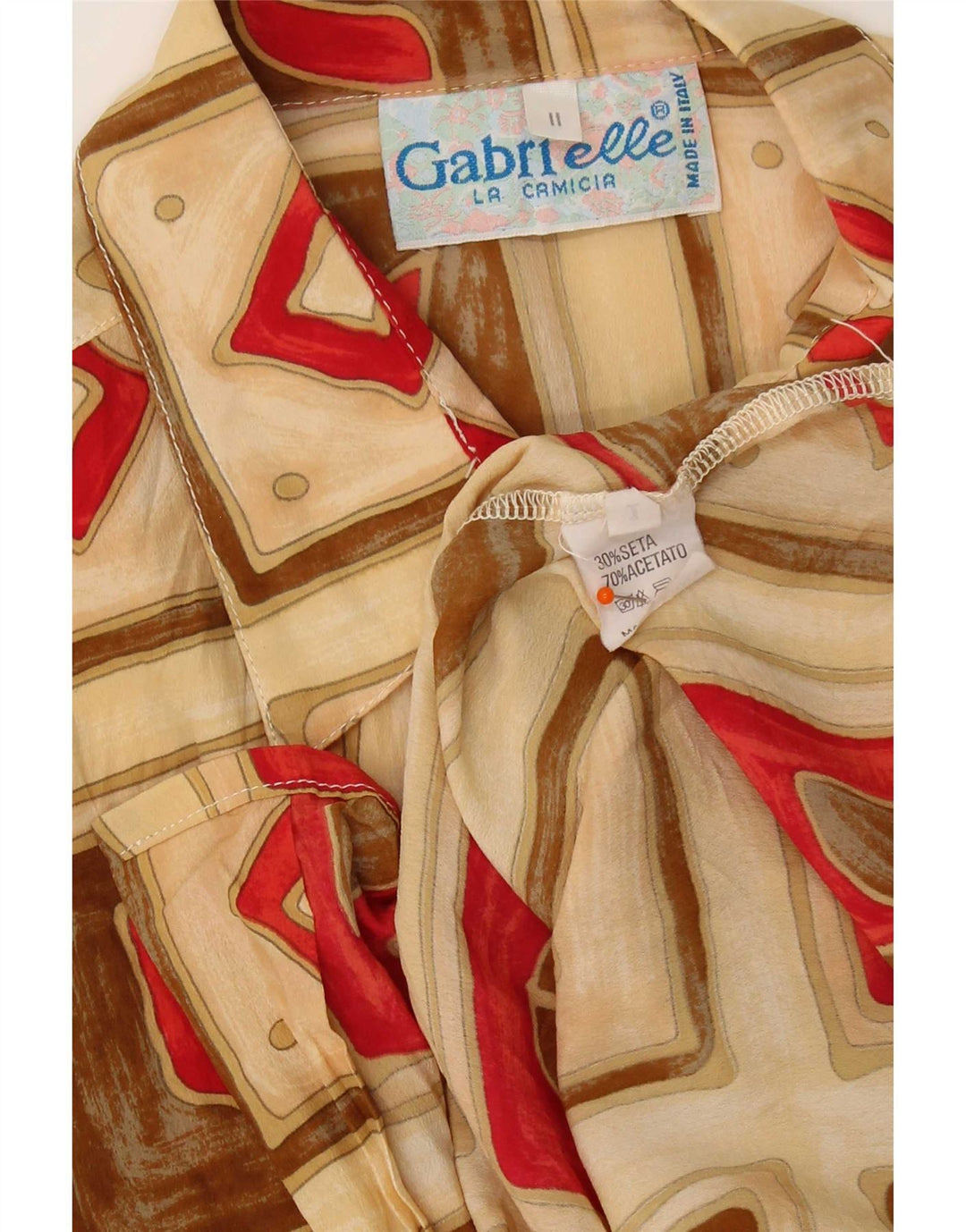 Camicetta da donna a maniche corte Gabrielle UK 16 Seta patchwork beige grande