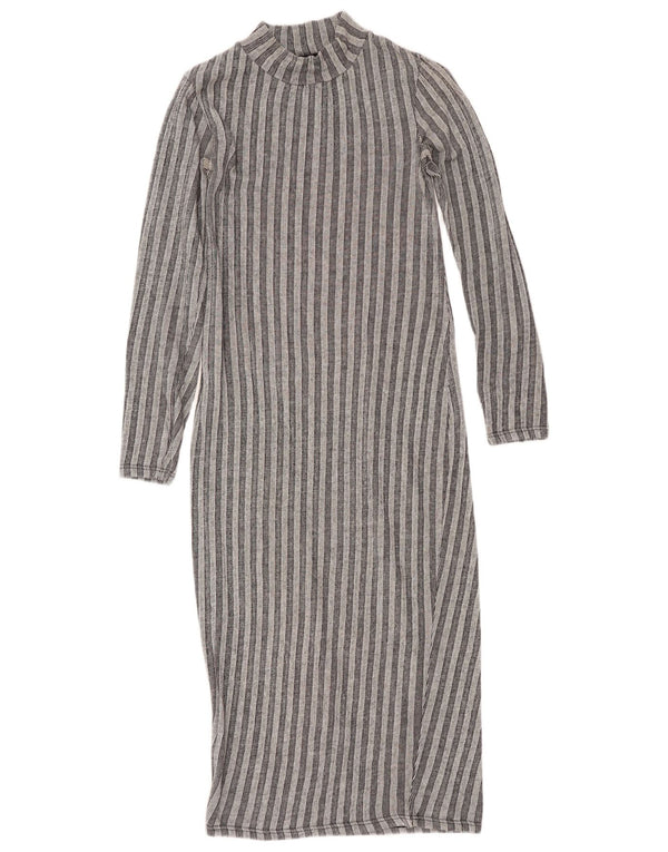 Vestito aderente a maniche lunghe Trafaluc da donna Zara UK 10 piccolo grigio a righe