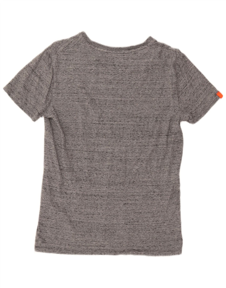 T-shirt da uomo SUPERDRY Top piccolo in cotone chiazzato grigio