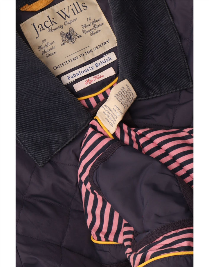 Giacca trapuntata da donna Jack Wills UK 12 nylon blu navy medio