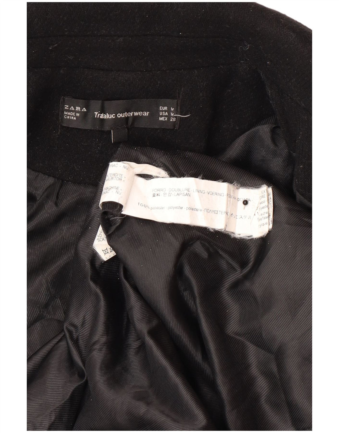 Cappotto doppiopetto da donna Zara UK 12 poliestere nero medio
