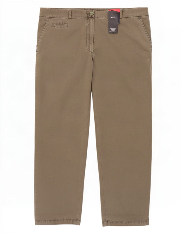 Pantaloni chino affusolati da donna Marks & Spencer UK 18 XL W38 L28 Cotone kaki