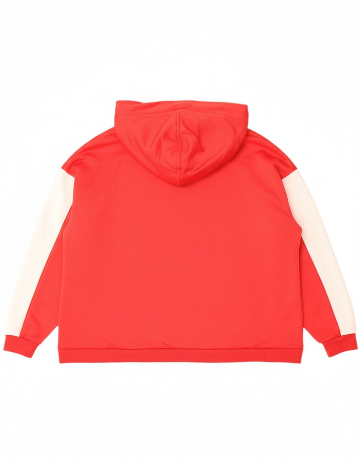 PUMA Womens Oversized Hoodie Jumper UK 14 Medium Red Colourblock Polyester