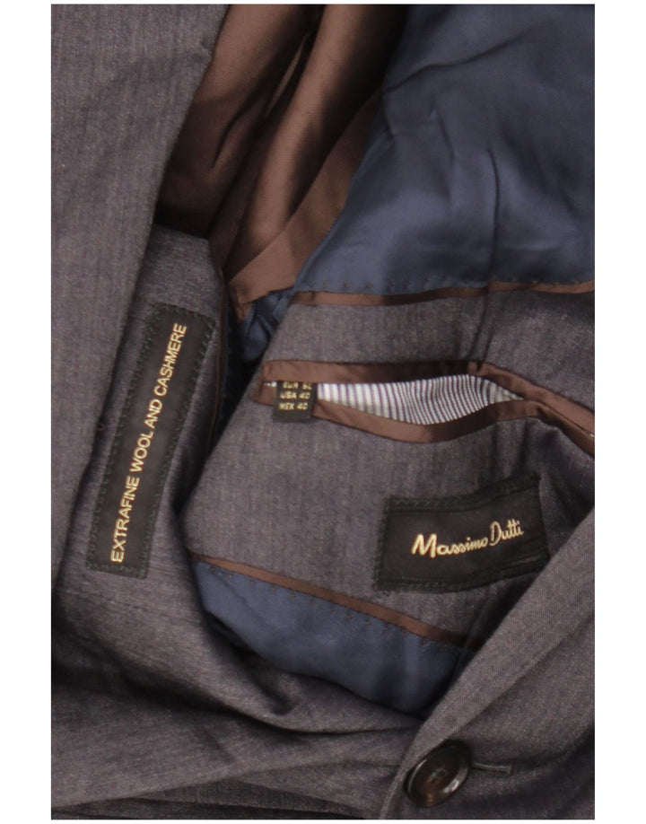Giacca blazer da uomo a 2 bottoni Massimo Dutti EU 50 in lana grigio medio