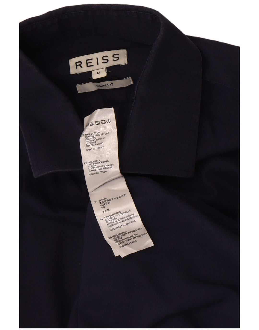 Camicia Reiss da uomo slim fit in cotone blu navy medio