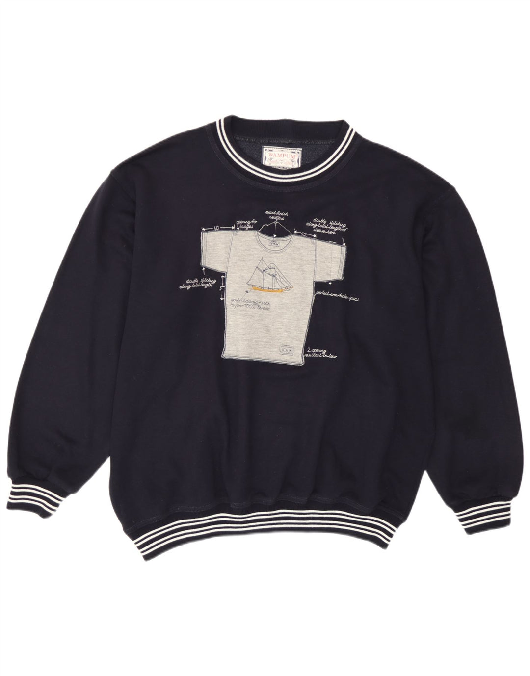 Felpa grafica da uomo Wampum Maglione grande acrilico blu navy