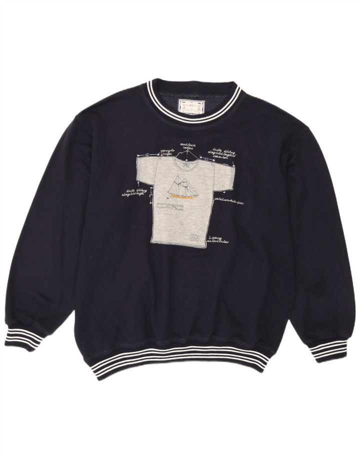 Felpa grafica da uomo Wampum Maglione grande acrilico blu navy