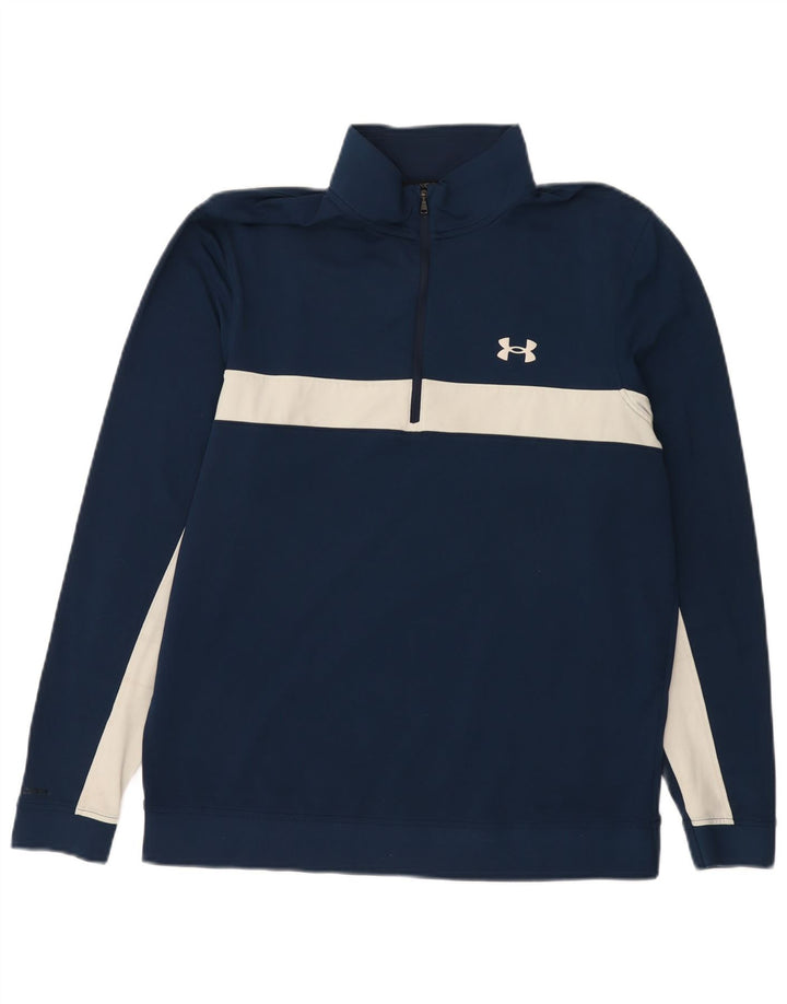 UNDER ARMOUR Felpa da uomo con collo con zip, maglione color block medio blu navy
