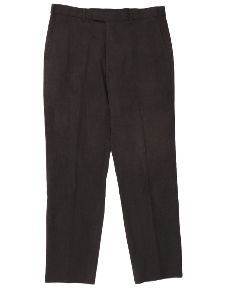 Pantaloni da abito vestibilità regolare da uomo Marks & Spencer W34 L31 lana grigia