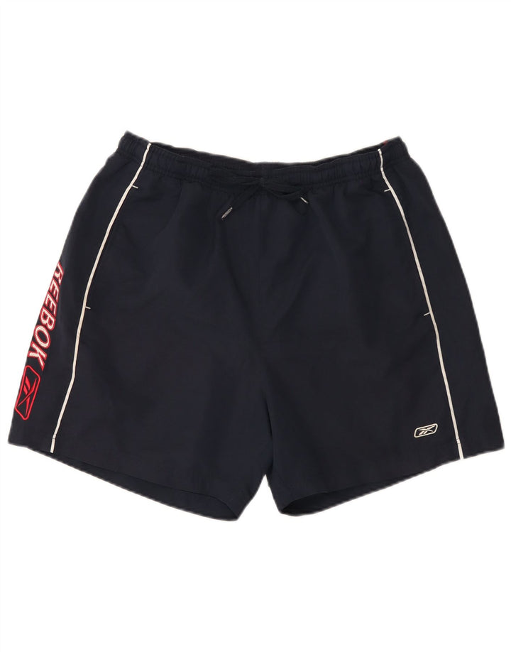 Pantaloncini sportivi Reebok da uomo con grafica, grandi, in poliestere blu navy