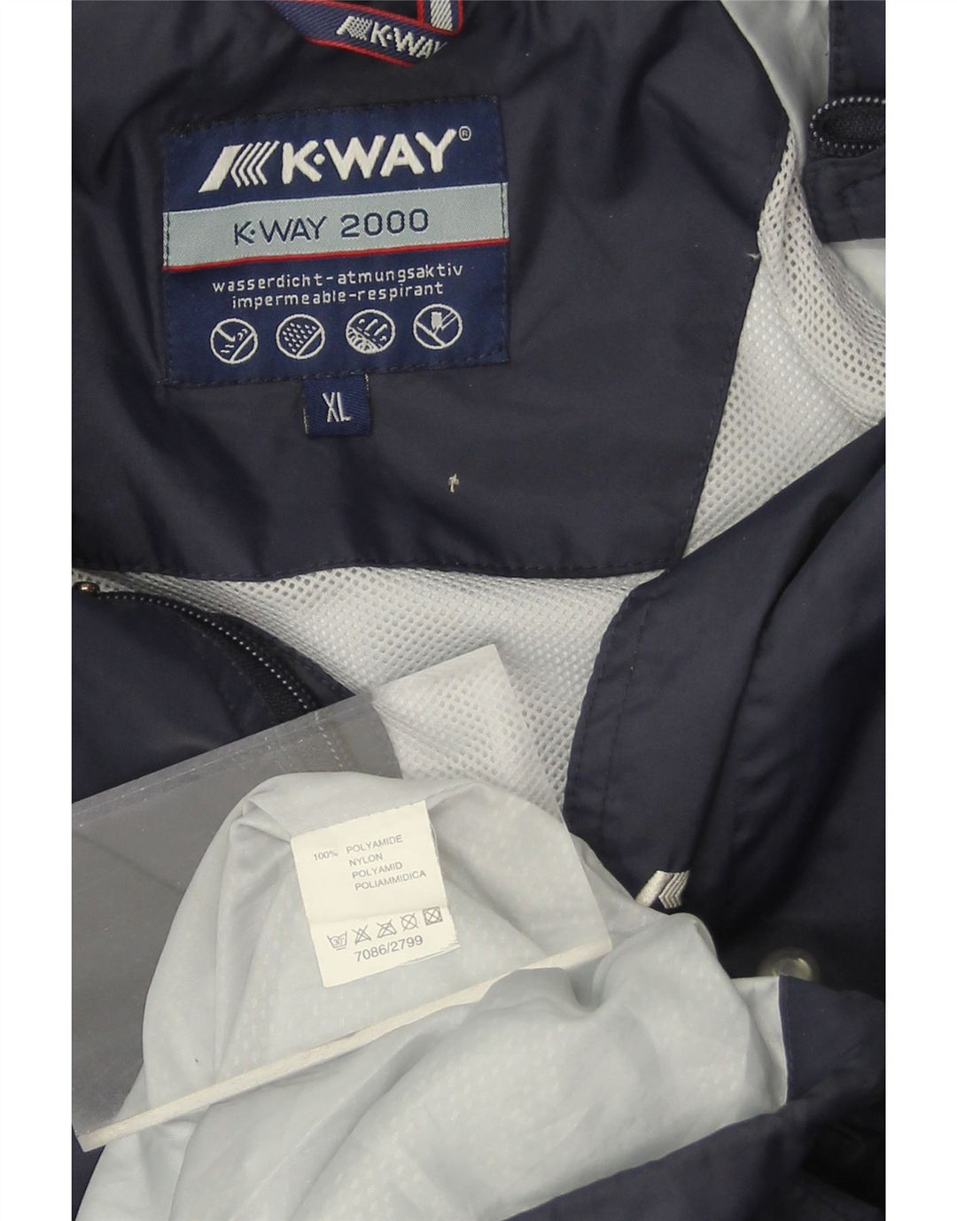 K-WAY Mens Rain Jacket UK 42 XL Navy Blue Polyamide