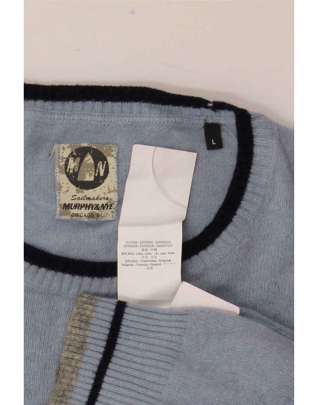 Murphy & Nye Maglione girocollo da uomo in lana blu grande
