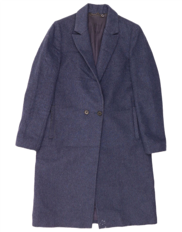 Jigsaw Cappotto doppiopetto da donna UK 10 piccolo blu navy Lana