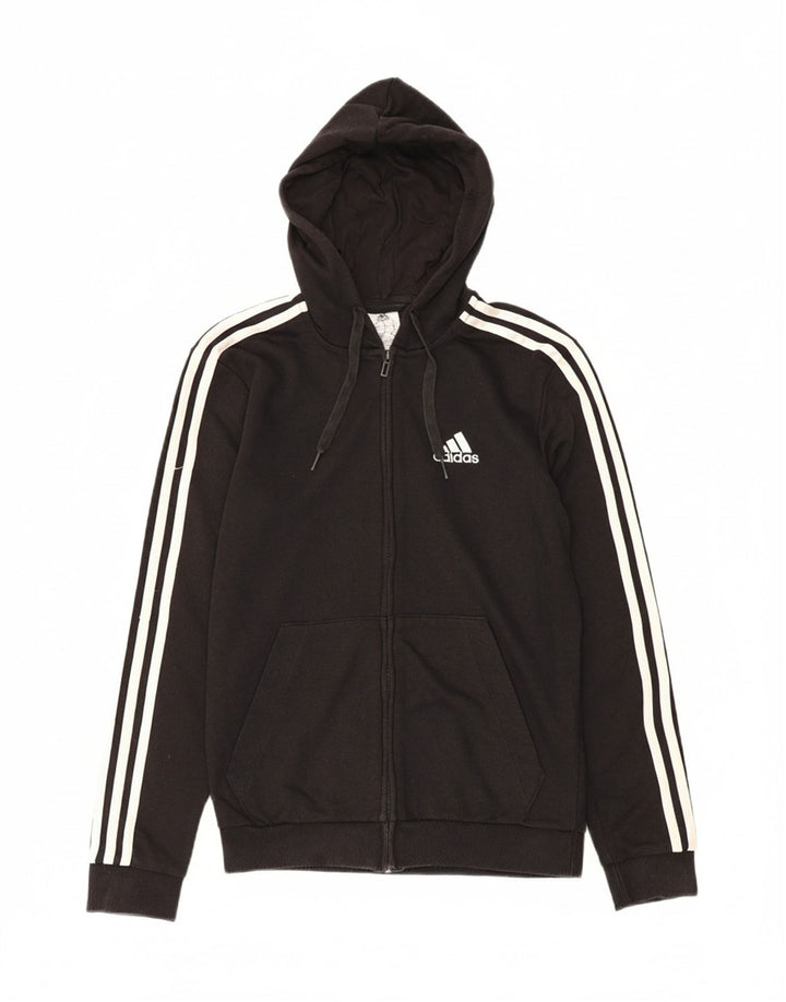 ADIDAS Mens Zip Hoodie Sweater Small Black Polyester Vintage Adidas and Second-Hand Adidas from Messina Hembry 