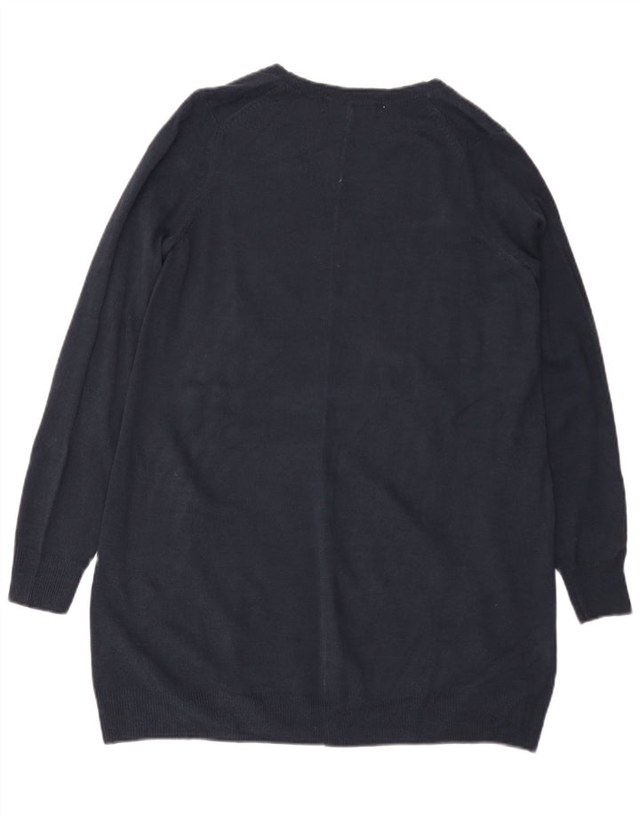 MARKS & SPENCER maglione da donna con scollo a V UK 10 piccolo blu navy