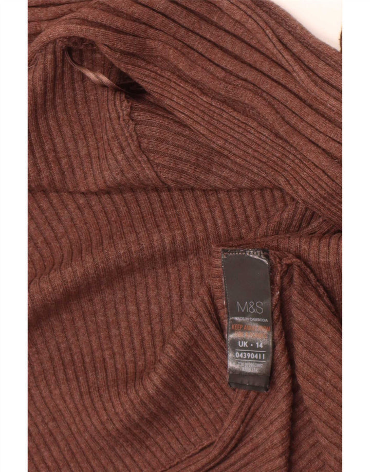 Maglione cardigan aperto asimmetrico da donna Marks & Spencer UK 14 Marrone medio