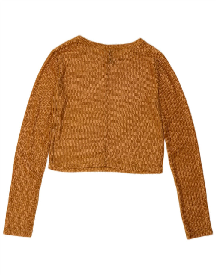 Top corto trasparente da donna Zara manica lunga UK 10 piccolo oro
