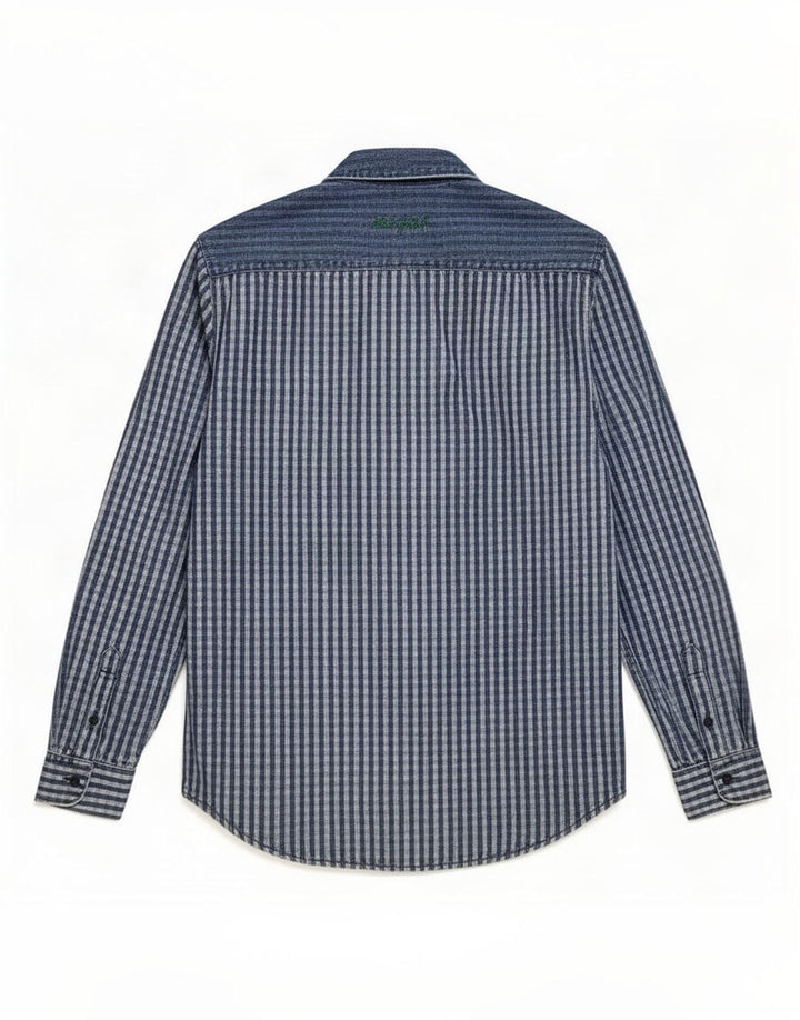 Camicia Desigual da uomo grande in cotone patchwork blu navy