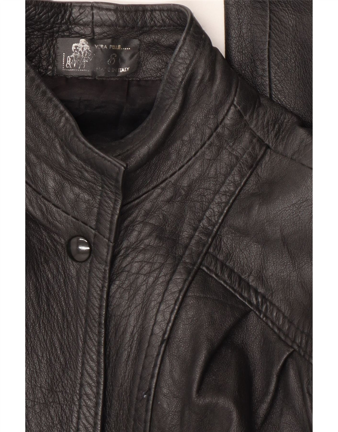 Giacca in pelle da donna vintage UK 14 in pelle nera media