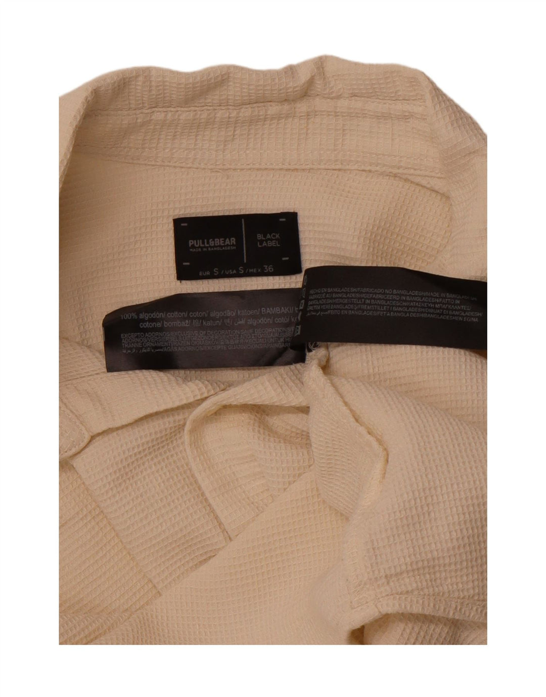 Camicia da uomo PULL & BEAR piccola in cotone bianco sporco