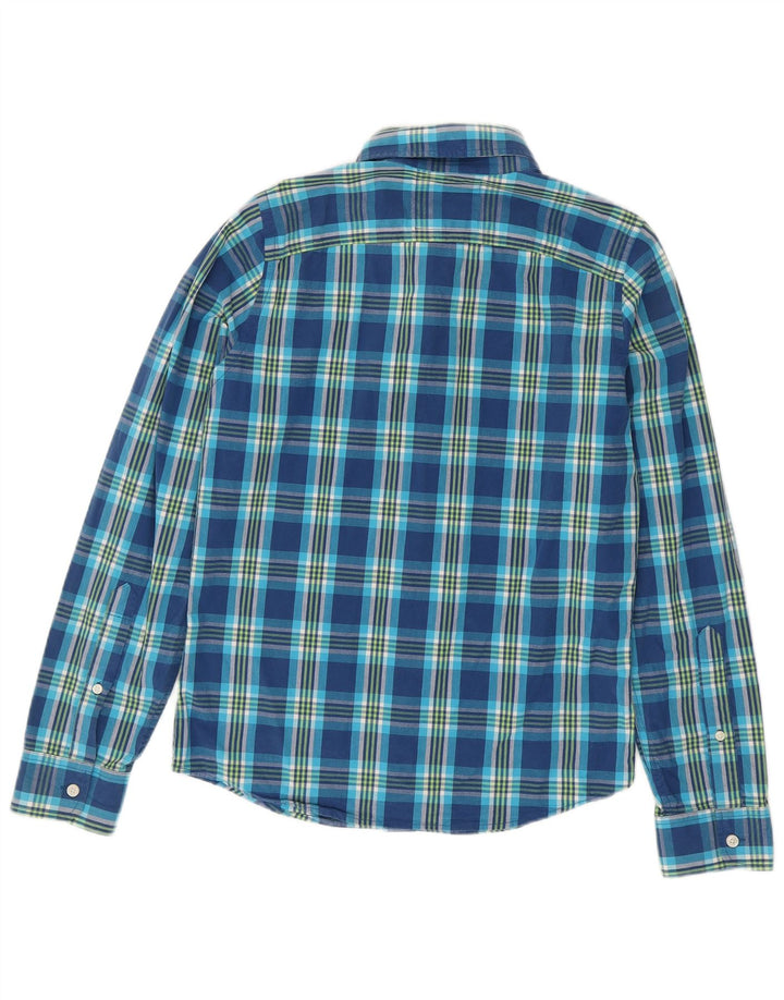 Camicia Hollister da uomo piccola in cotone scozzese blu