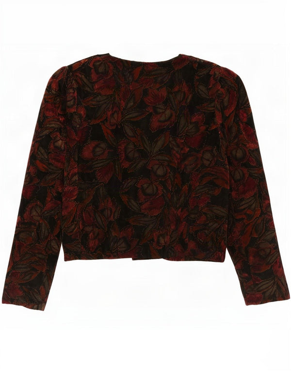 Giacca blazer vintage da donna in velluto IT 44 medio floreale multicolore