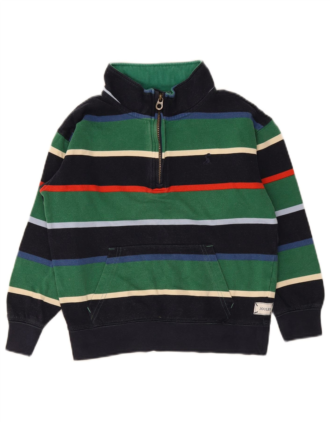 Joules Felpa con collo con zip per ragazzi, 9-10 anni, a righe multicolori